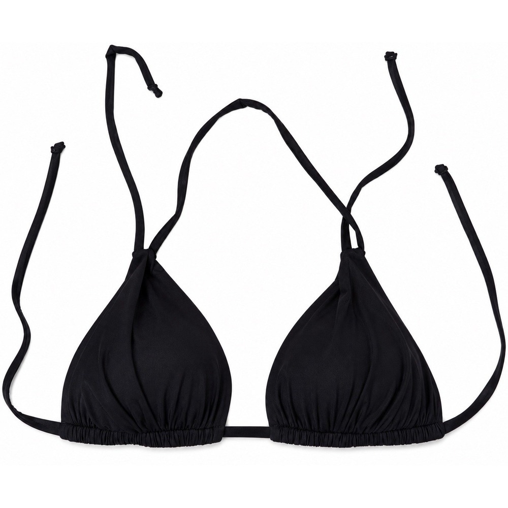 La Blanca Island Goddess Bikini Top 8 Black Halter Triangle NWT $75